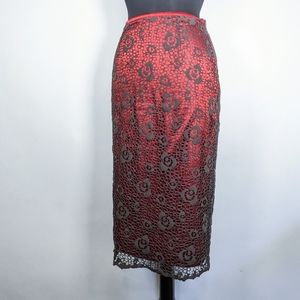 Vtg Renato Nucci lace overlay satin slim Pencil skirt 38 Paris Boho Goth Romance